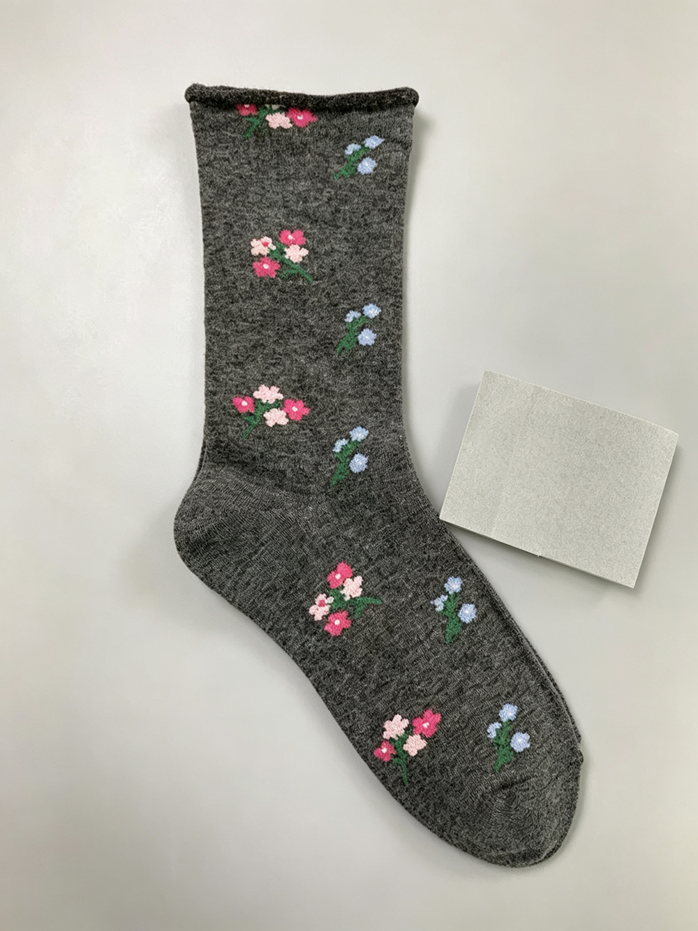 Floral Rolled Cuff Crew Socks - DippedShop Wholesale - #5571