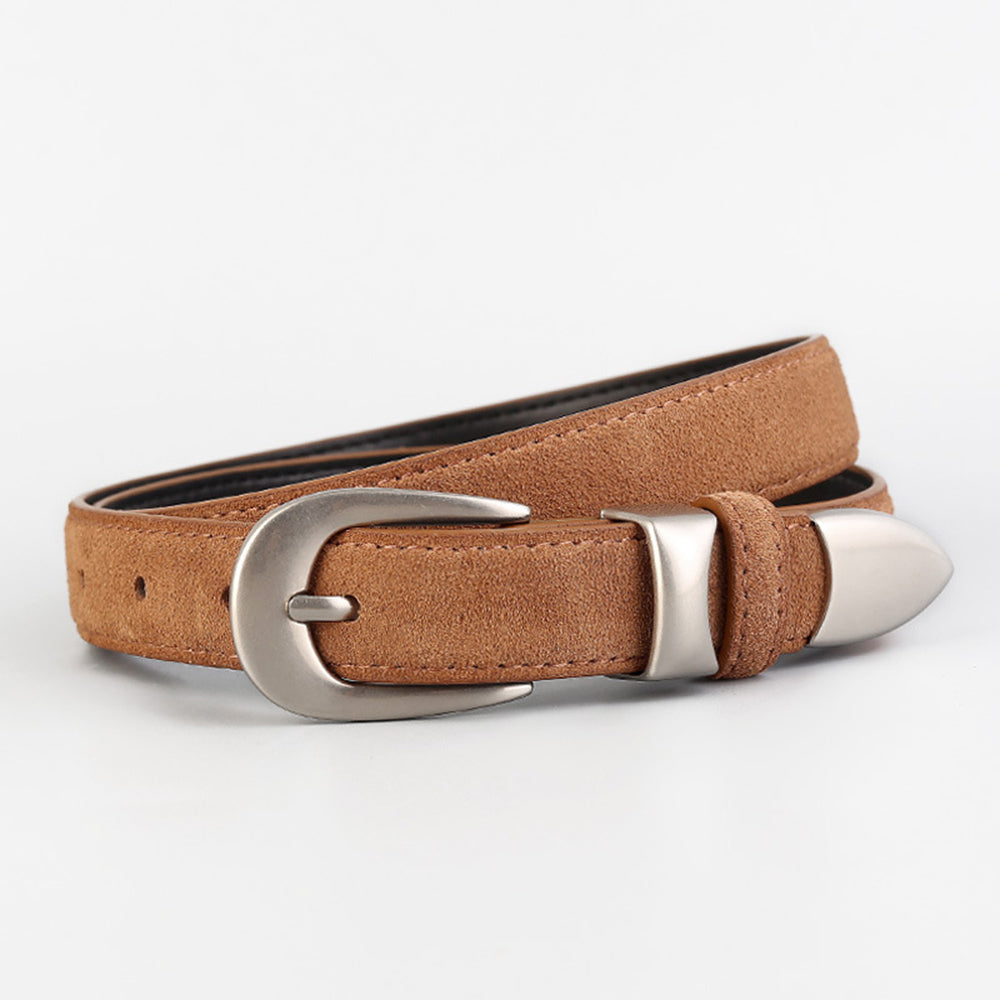 Minimalist Solid Color Suede Wide Belt 6W6JBT214