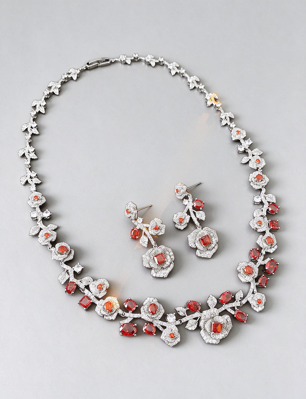 Vintage Rhinestone Rose Chain Buckle Necklace 6W6JNC921