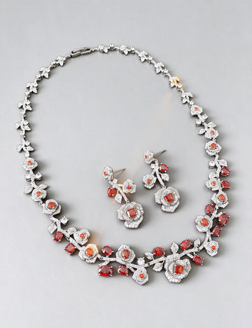 Vintage Rhinestone Rose Chain Buckle Necklace 6W6JNC921