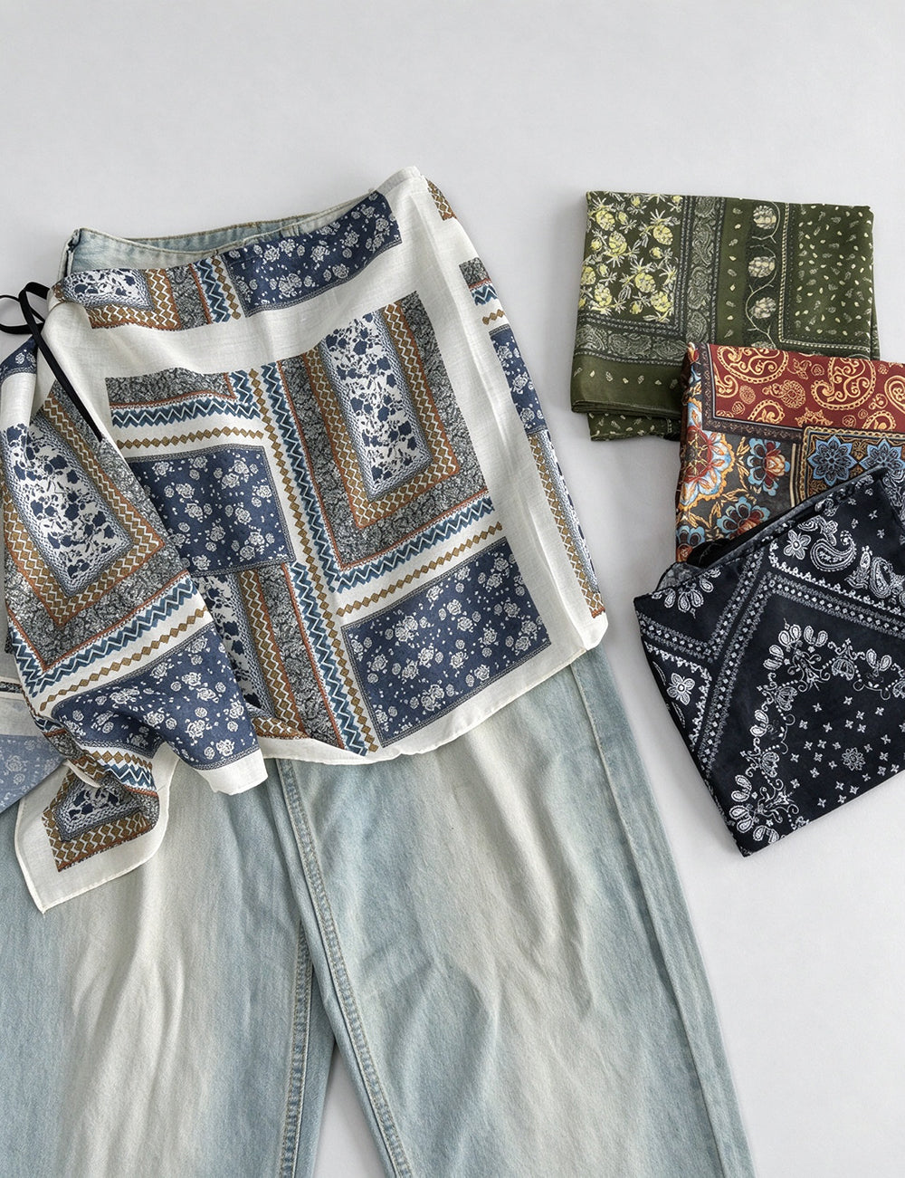 Trendy Floral Print Tie Waist Wrap Hip Scarf 6W1SL45