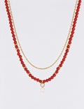 Elegant Red Beaded Cubic Zircon Chain Neckalce 6W6JNC1030
