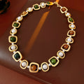 Vintage Pearl Geometric Chain Necklace 6W6JNC911
