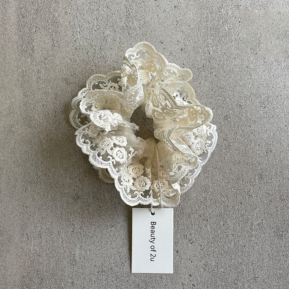 Sweet Solid Color Lace Ruffled Scrunchies 6W6HSR482