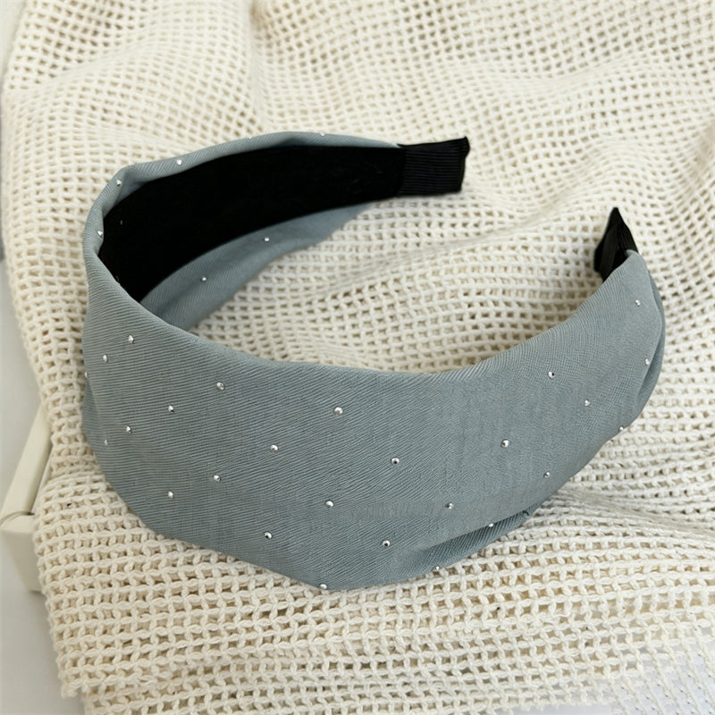 French Style Rhinestone Wide Fabric Headband 6W6HBD309