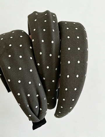 Vintage Coffee Polka Dots Padded Wide Headband 6W6HBD290