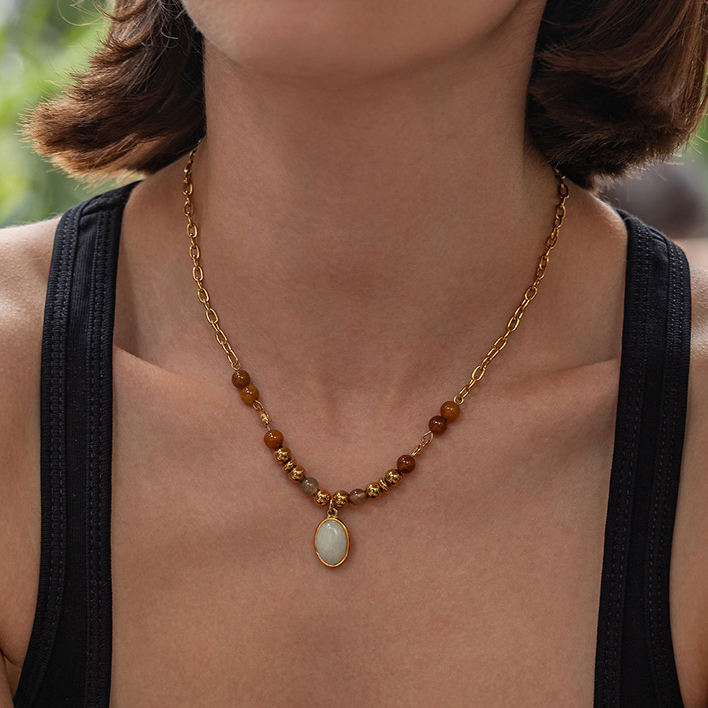 Gemstone Beaded Necklace - DippedShop Wholesale - #8819