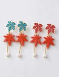 Maple Leaf Pearl Drop Earrings - DippedShop Wholesale - #7187