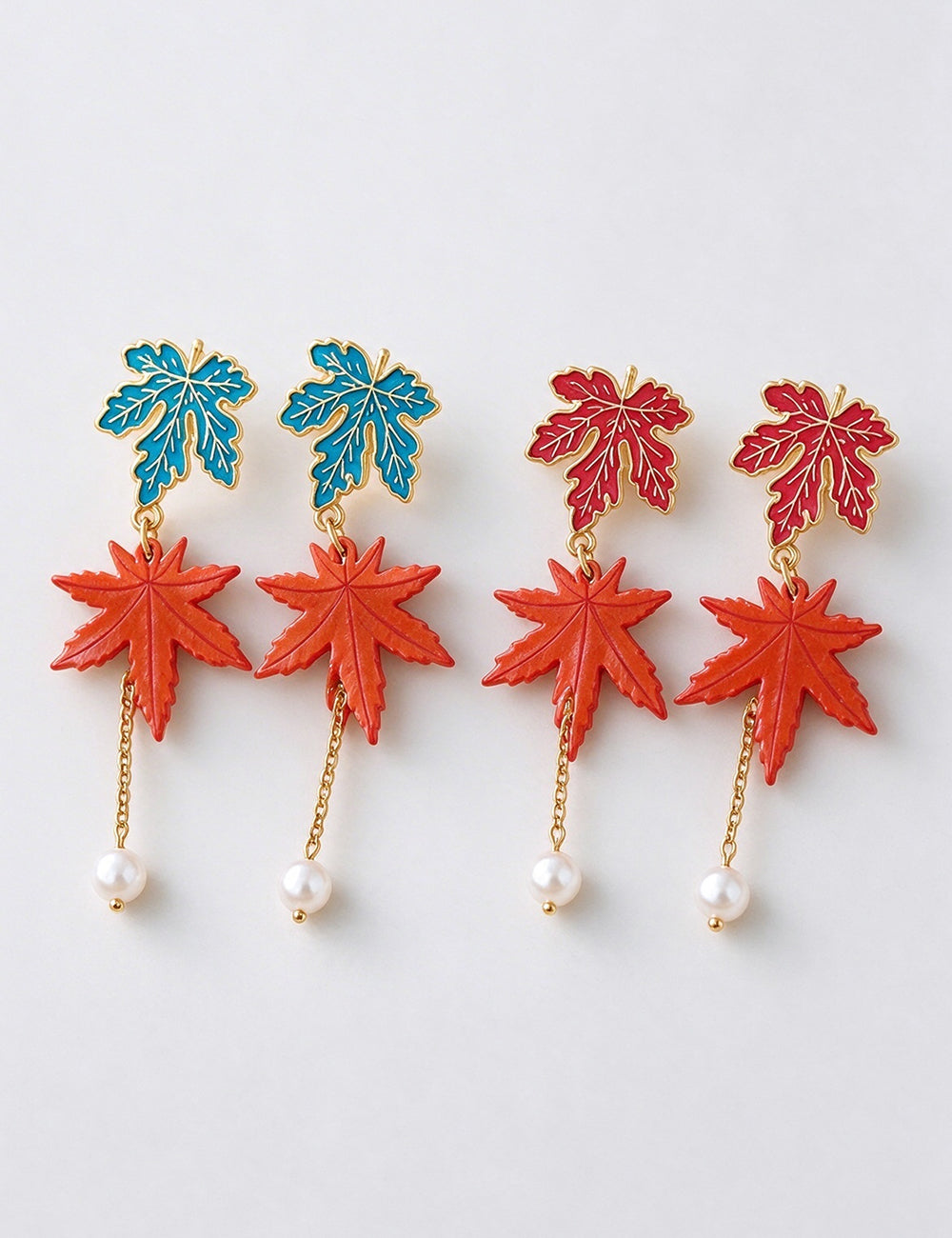 Maple Leaf Pearl Drop Earrings - DippedShop Wholesale - #7187