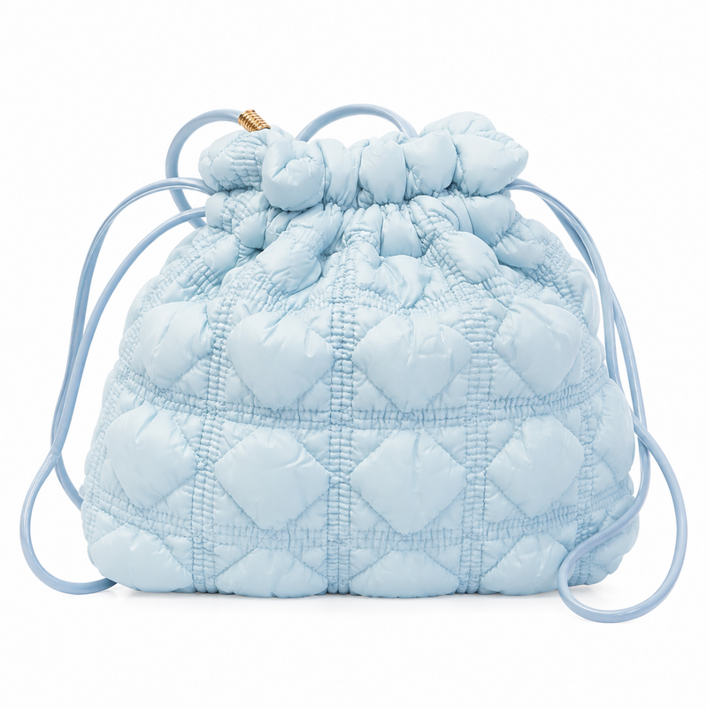 Simple Plaid Ruched Drawstring Bucket Crossbody Bag 6W10BBG1809