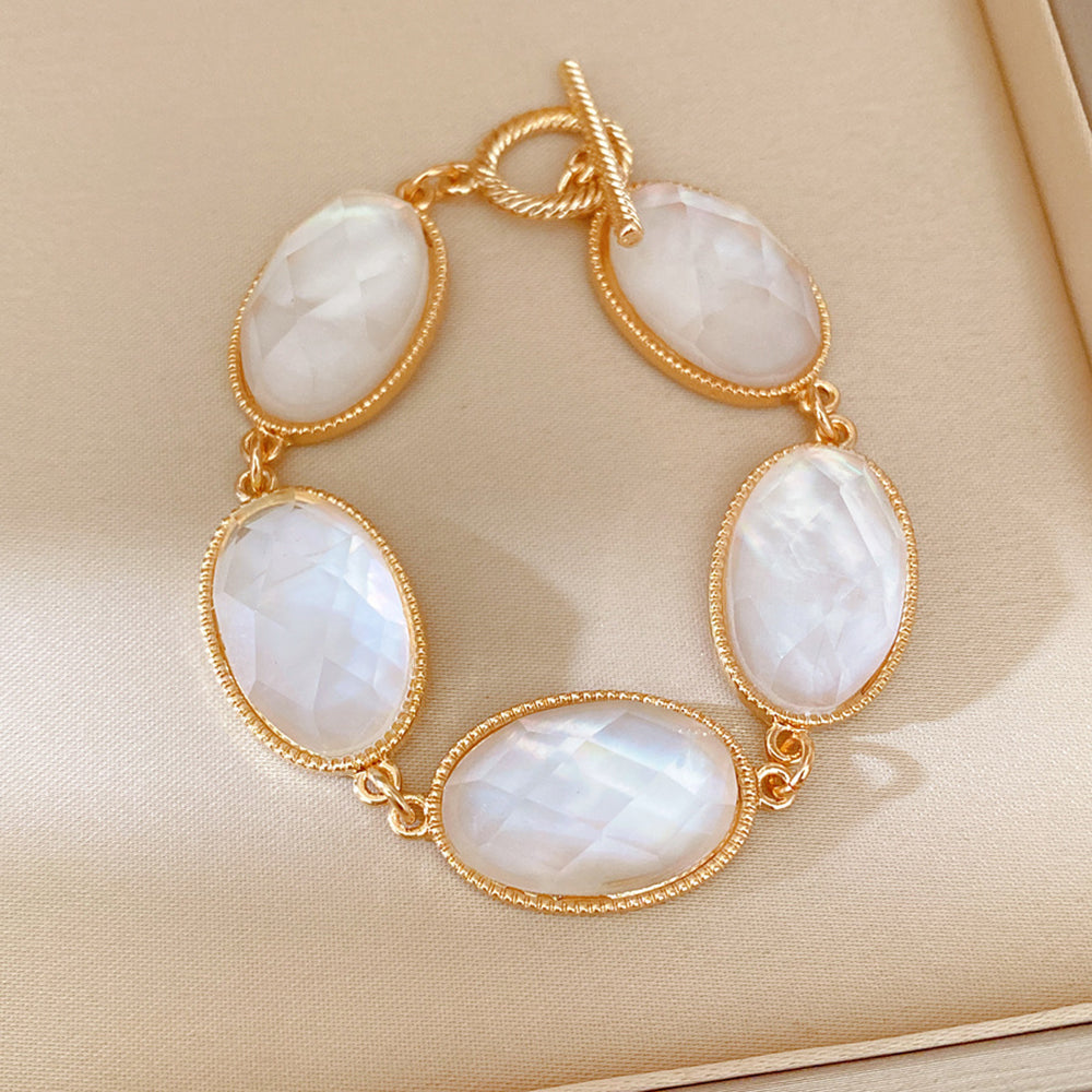Vintage Oval Resin Disc Chain Bracelet 6W6JBR675