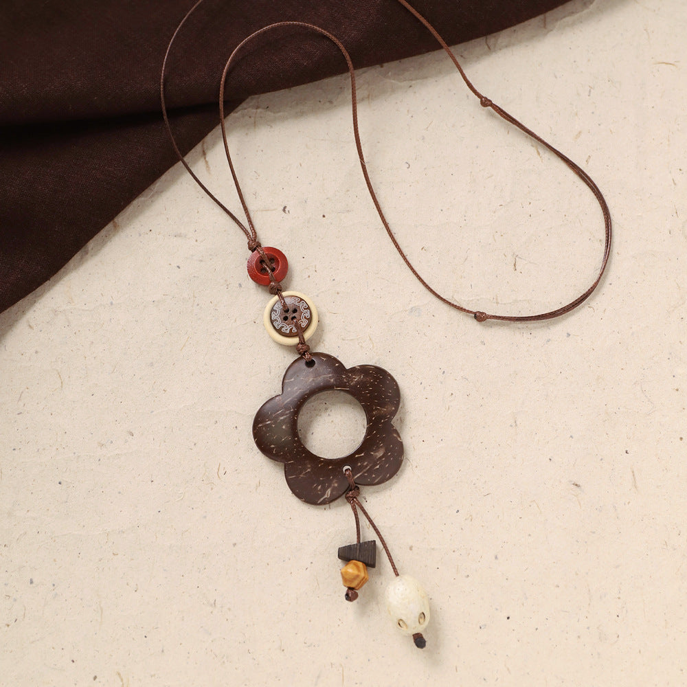 Coconut Shell Pendant Necklace - DippedShop Wholesale - #5347