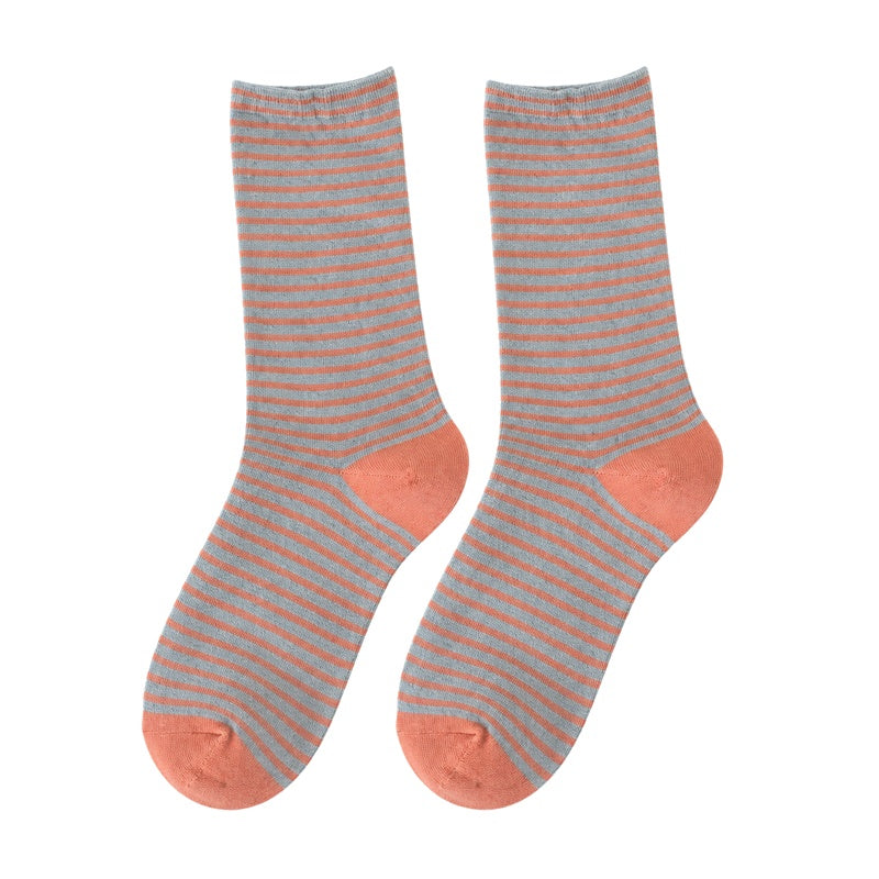 Color Contrast Striped Soft Crew Socks 6W8FSO700