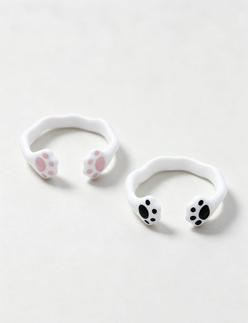 Cute Cat Paw Enamel Open Ring 6W6JRG249