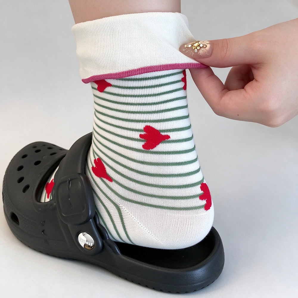 Striped Apple Print Socks - DippedShop Wholesale - #3587