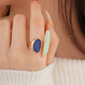 Chunky Two Tone Enamel Teardrop Open Ring 6W6JRG363