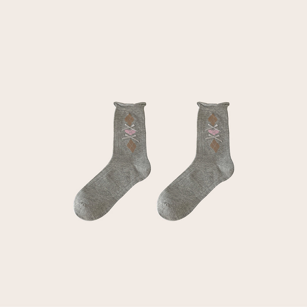Plaid Bowknot Slouch Crew Socks - DippedShop Wholesale - #5779