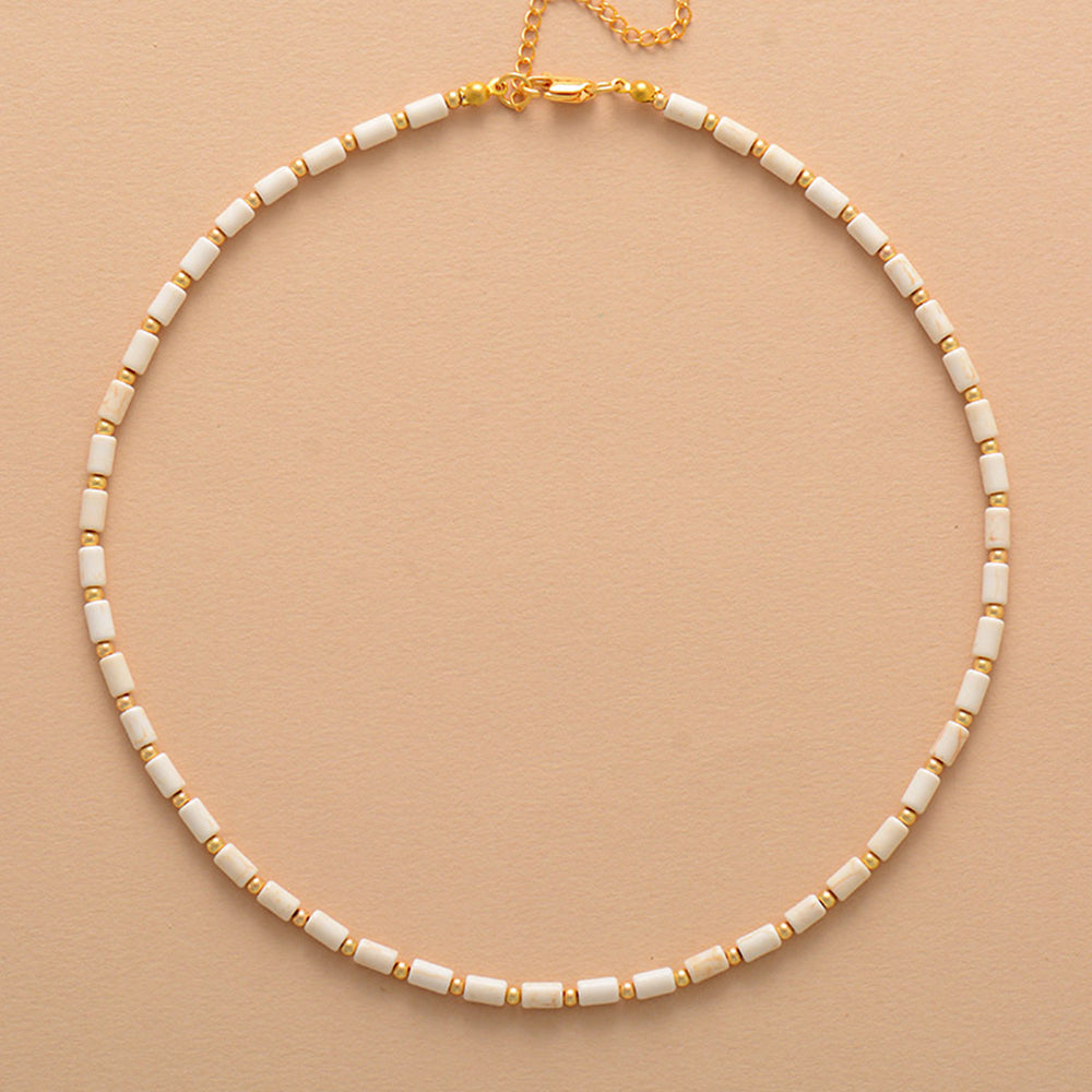 Minimalist Color Block Bead Choker Necklace 6W6JNC1019