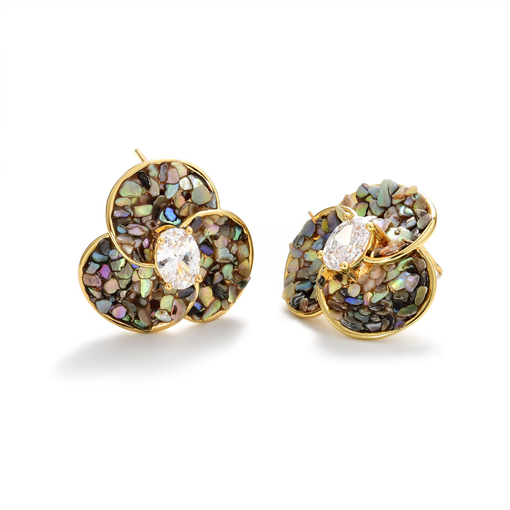 Shell C-Shaped Stud Earrings - DippedShop Wholesale - #4867