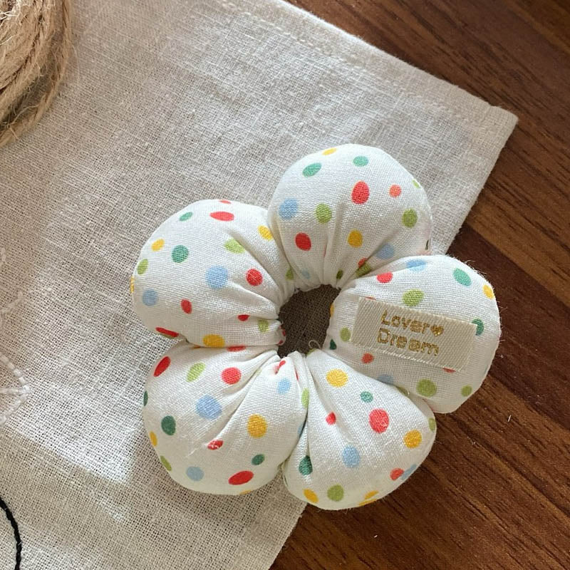 Stylish Polka Dots Sponge Flower Hair Tie MK2BLW6W6HHT19