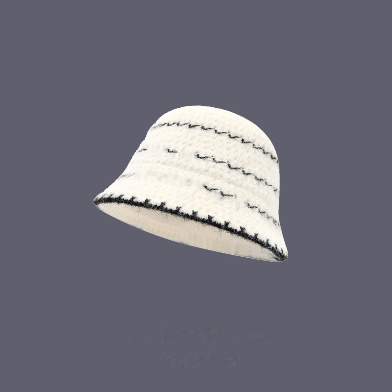 Stylish Color Block Angora Knit Bucket Hat 6W6HAT682