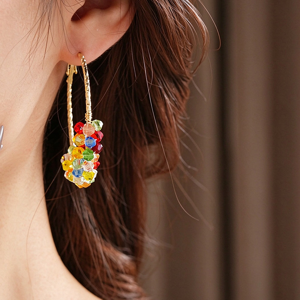 Colorful Crystal Pearl Woven Hoop Earrings 6W6JER833