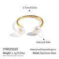 Pearl Gold Plated Open Ring - DippedShop Wholesale - #9123