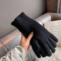 Solid Color Ribble Knit Touch Screen Gloves 6W6GLO92