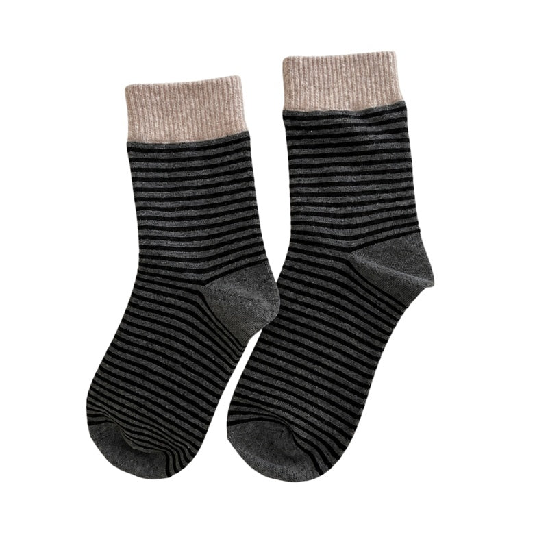 Retro Color Block Cuff Striped Crew Socks 6W8FSO665