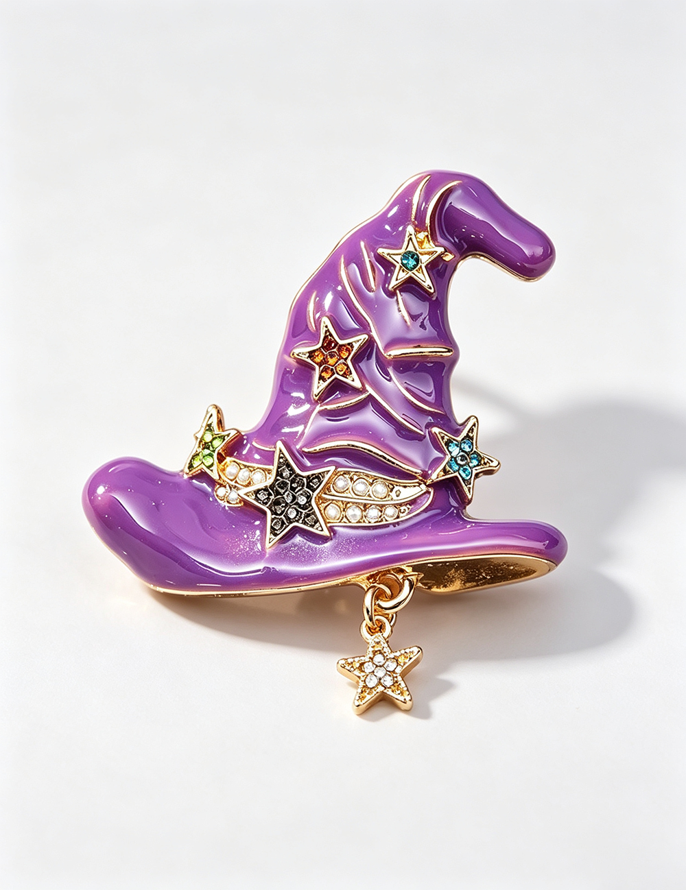 Magical Halloween Witch Star Hat Brooch 6W6JPB54