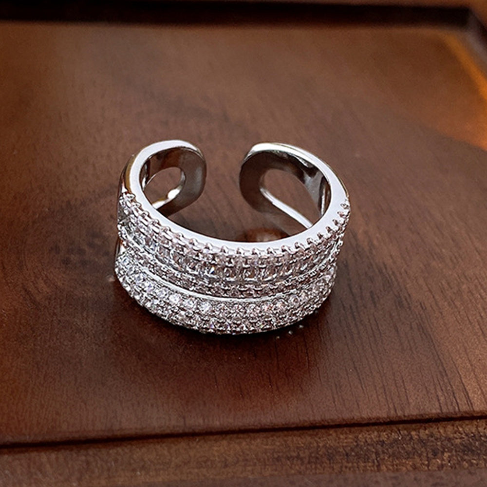 Chunky Double-Layer Cubic Zirconia Open Ring 6W6JRG380