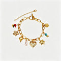 Fashion Gold Plated Star Flower Charm Bracelet 6W6JBR519