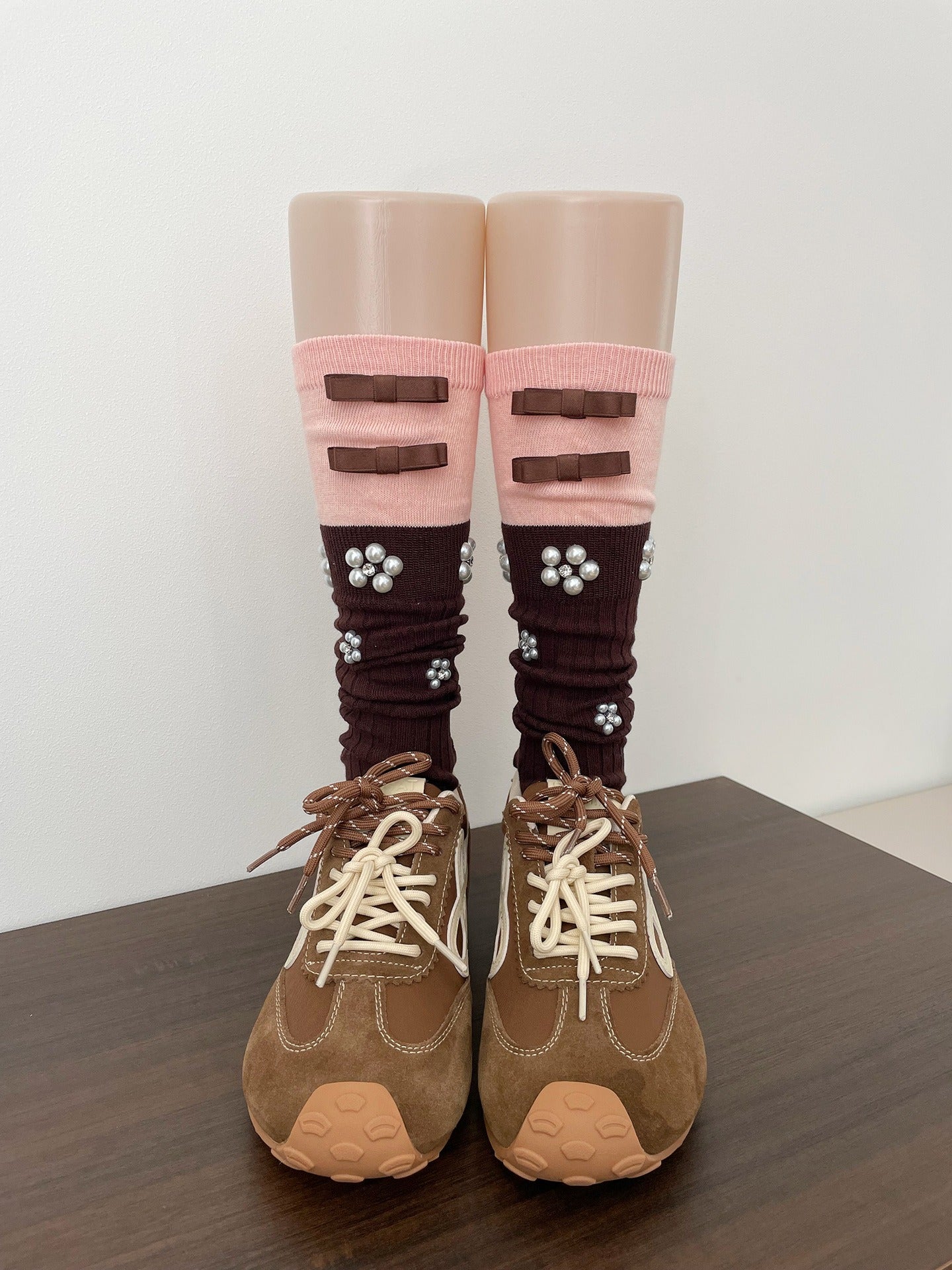 Floral Bow Calf Socks - DippedShop Wholesale - #5123