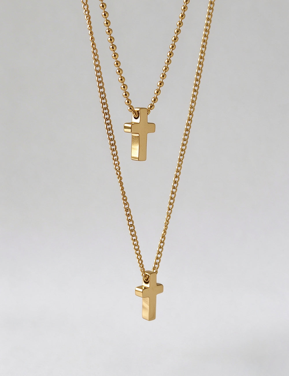 Stylish Double Layer Cross Pendant Chain Necklace 6W6JNC1008