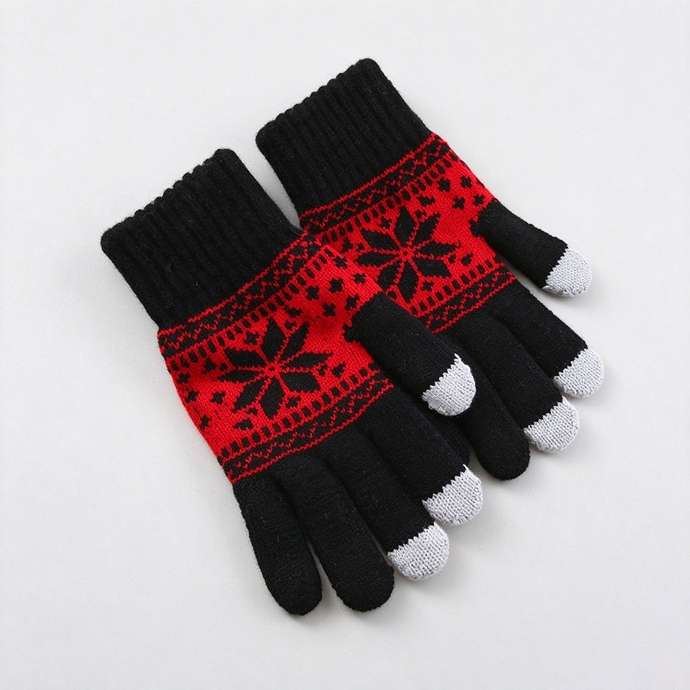 Flower Jacquard Knit Gloves - DippedShop Wholesale - #9555