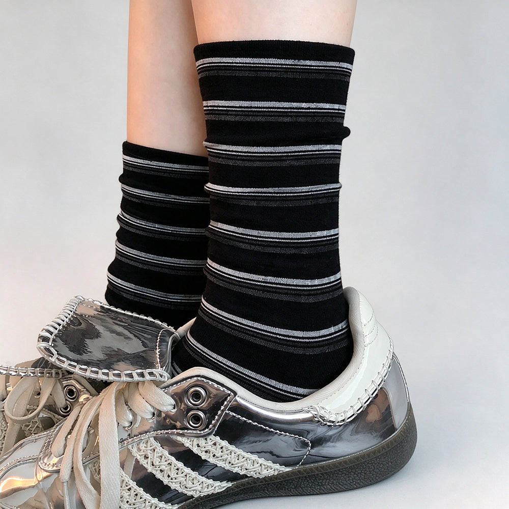 Striped Slouchy Crew Socks - DippedShop Wholesale - #1443