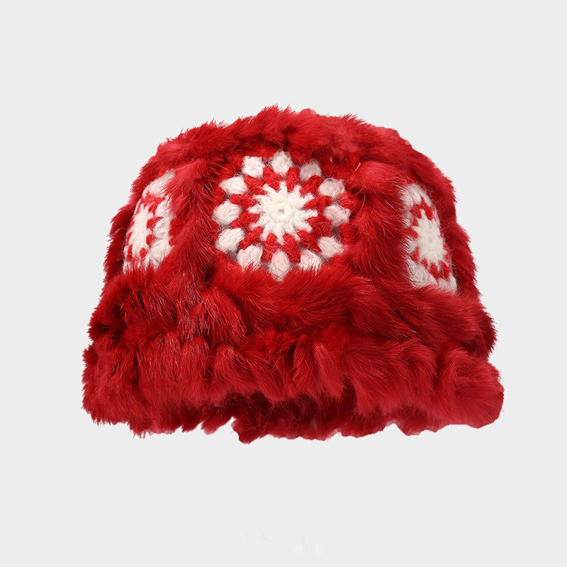 Stylish Hand Crochet Fur Bucket Hat 6W6HAT676
