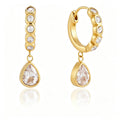 Trendy Cubic Zirconia Teardrop Dangle Hoop Earrings 6W6JER599