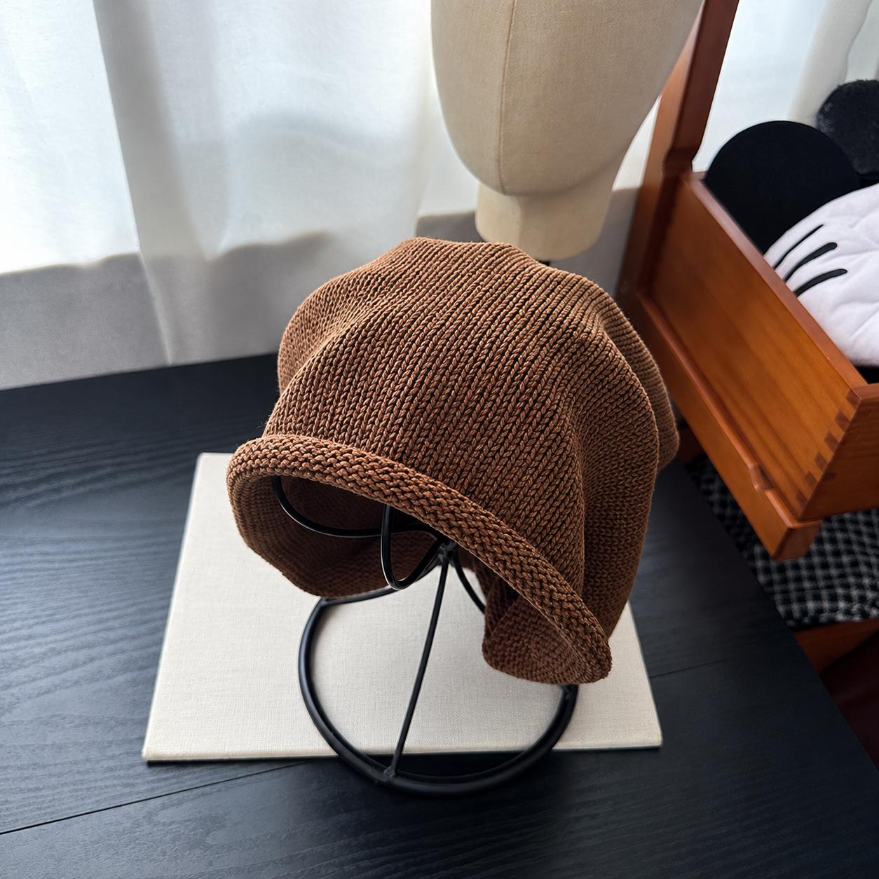 Simple Solid Color Edge Curl Knit Hat 6W6HAT721
