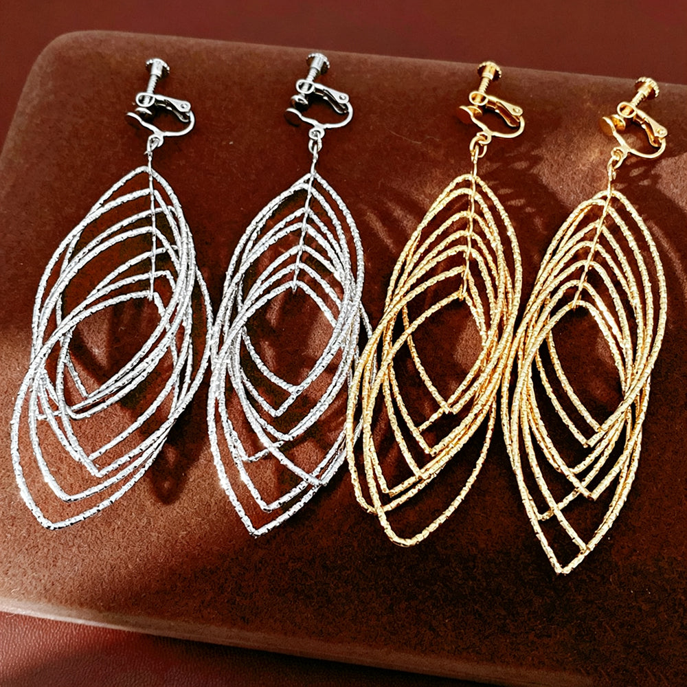 Layered Hollow Out Feather Dangle Earrings 6W6JER765