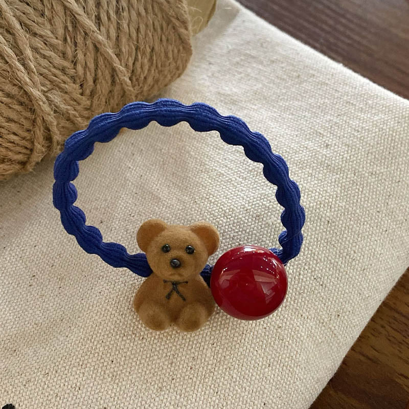 Cute Bear Bead Flocking Hair Tie MK2BLW6W6HHT17