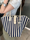 Minimalist Striped Large Capacity Tote Bag 6W10BBG1368