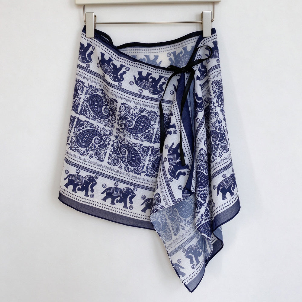 Retro Floral Print Asymmetrical Tie Waist Hip Scarf 6W1SL44