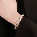 Vintage Pearl Rhinestones Metal Disc Bracelet 6W6JBR700