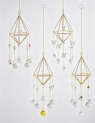Golden Air Plant Frame Butterfly Crystal Suncatcher 6H7HLS168