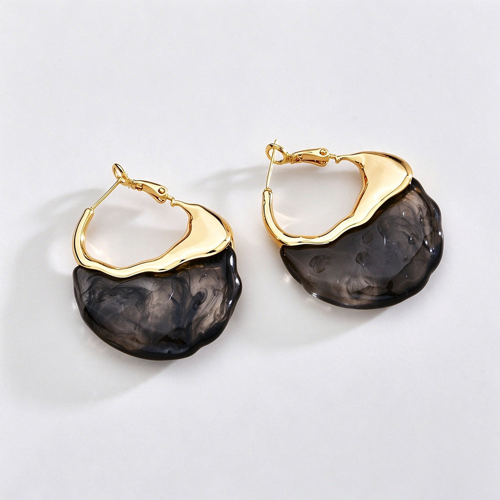 Irregular Resin Hoop Earrings - DippedShop Wholesale - #6739