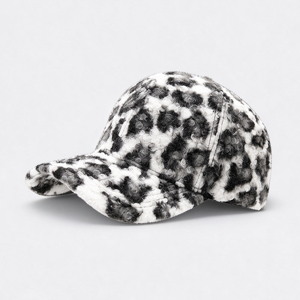 Vintage Fuzzy Plush Leopard Print Baseball Cap 6W6HAT927