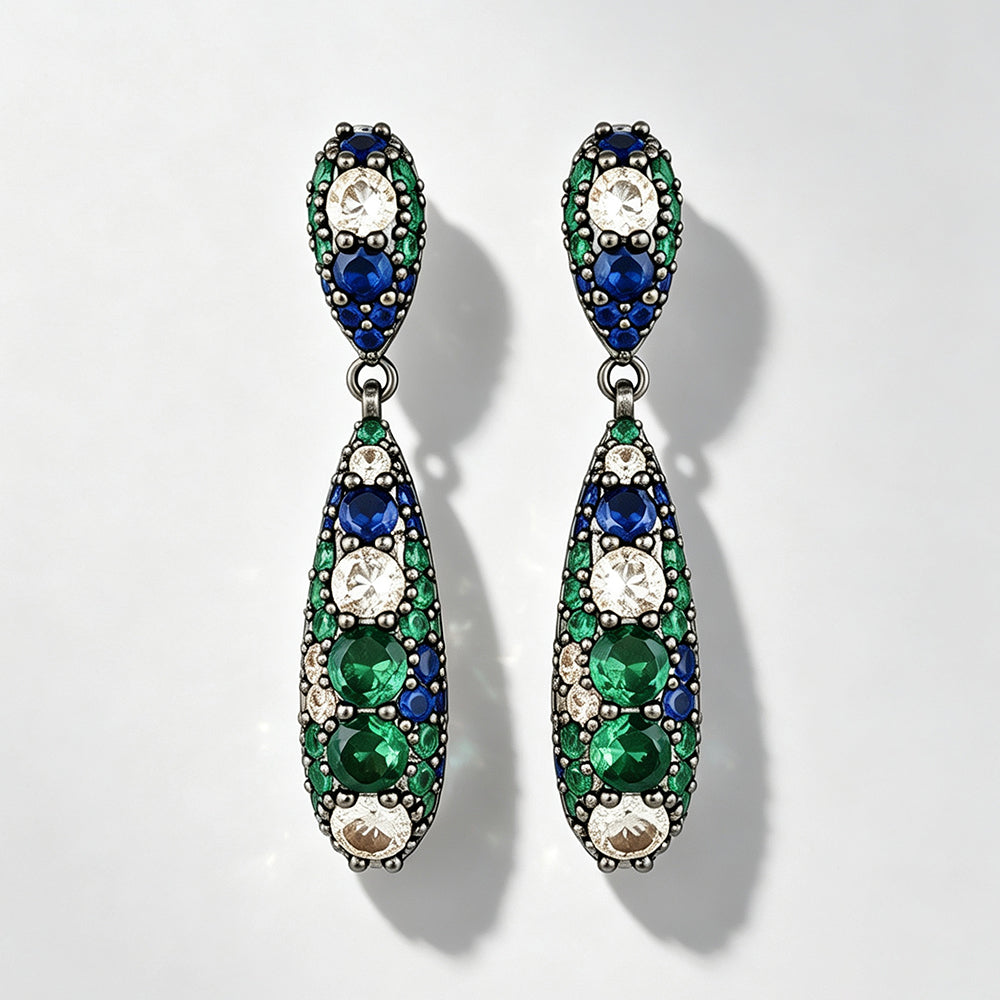 Vintage Cubic Zirconia Teardrop Dangle Earrings 6W6JER706
