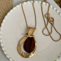 Boho-Style Gold Plated Wood Pendant Necklaces 6W6JNC660