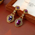 Gradient Purple Agate Oval Earrings 6W6JER780